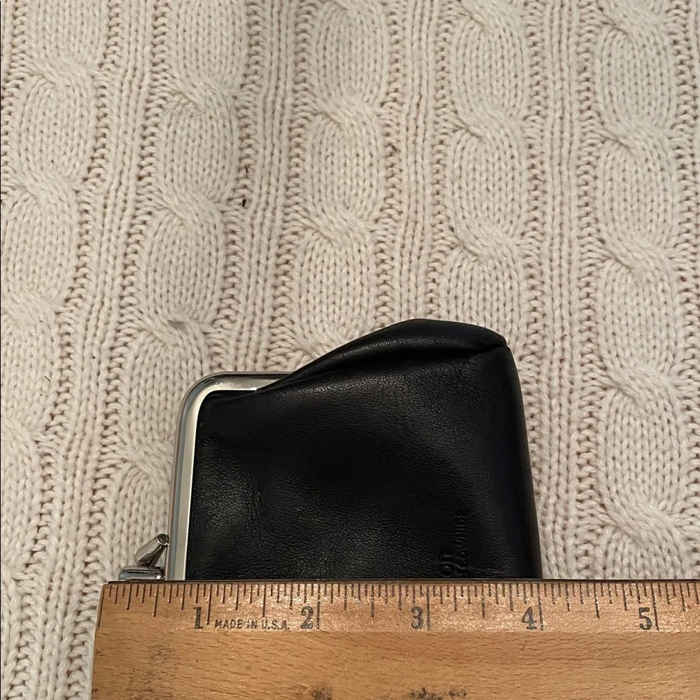 Buxton velvet touch cowhide black leather double clasp coin purse w/ side pocket - Picture 8 of 9